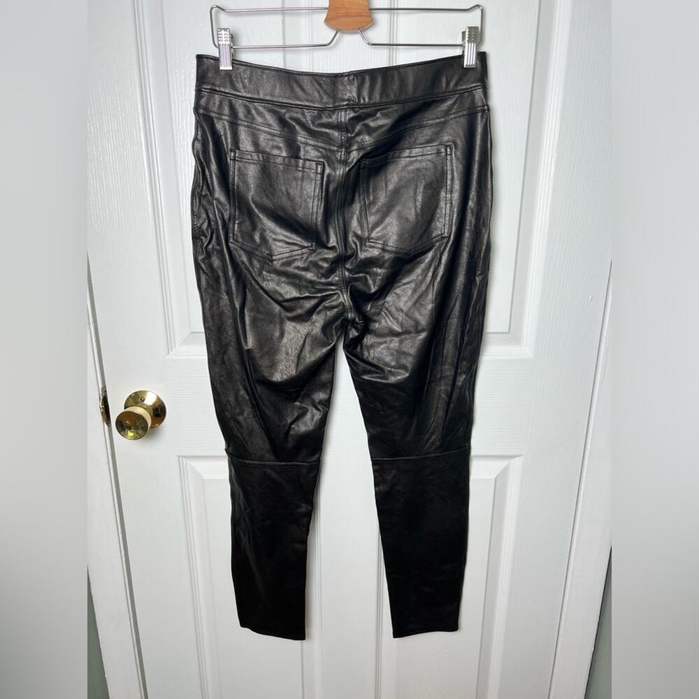 Spanx Black Leather Like High Rise Ankle Skinny Leg Pull On Slimming Pant L - Picture 5 of 8